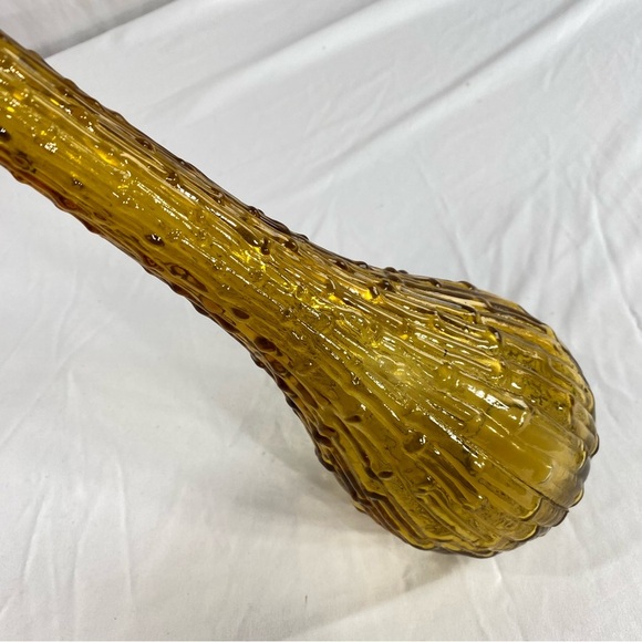 Vintage Dark Amber Wax Drip 60’s Genie Bottle Elongated Vase / Decanter - Picture 2 of 3